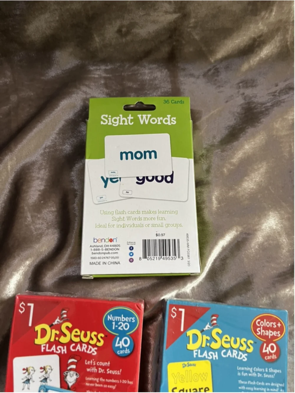 3 Dr. Seuss Flash Card Lot NUMBERS ABC’s & WORDS COLORS & SHAPES &1 SIGHT WORDS